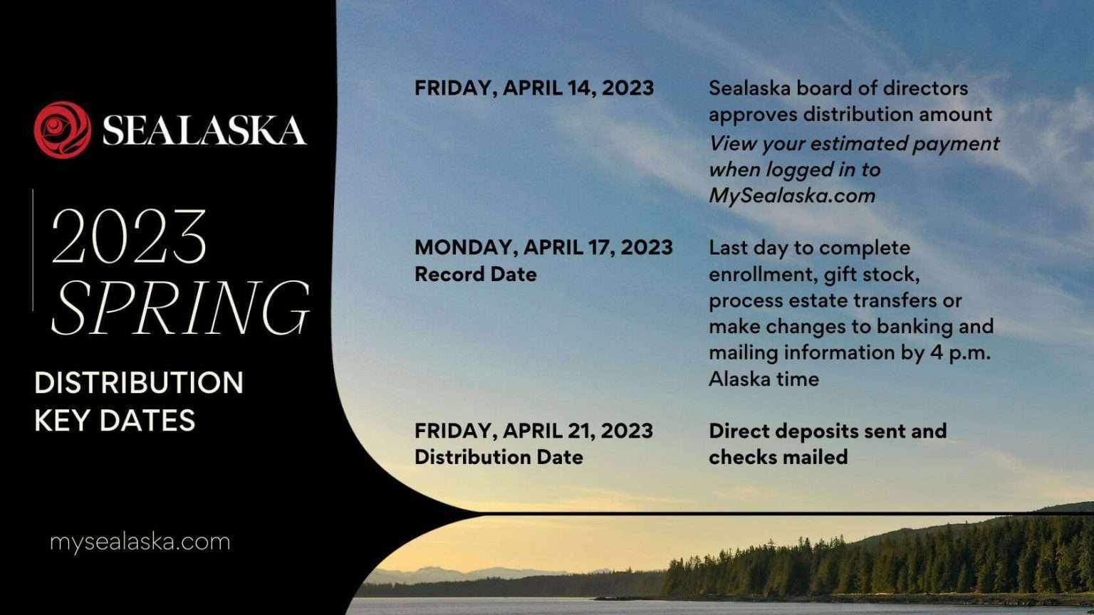 Spring 2023 Distribution Date Announced Sealaska